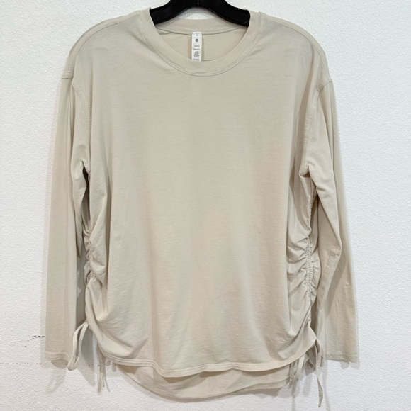 Lululemon Pima Cotton Side-Cinch Long Sleeve Shirt Natural Ivory Women’s Size 6 - Picture 8 of 9